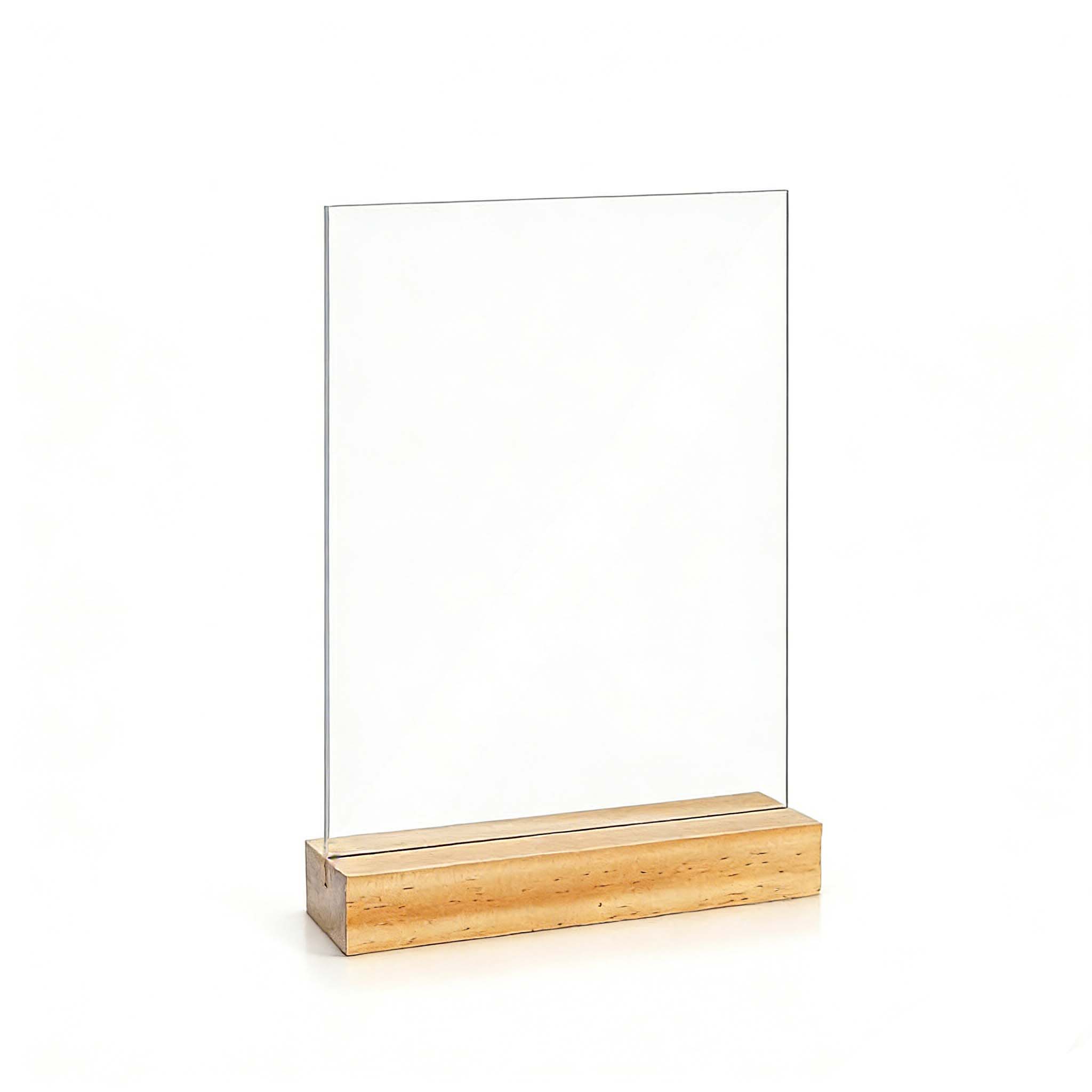 T-Shape Acrylic Sign Holder with Wooden Base