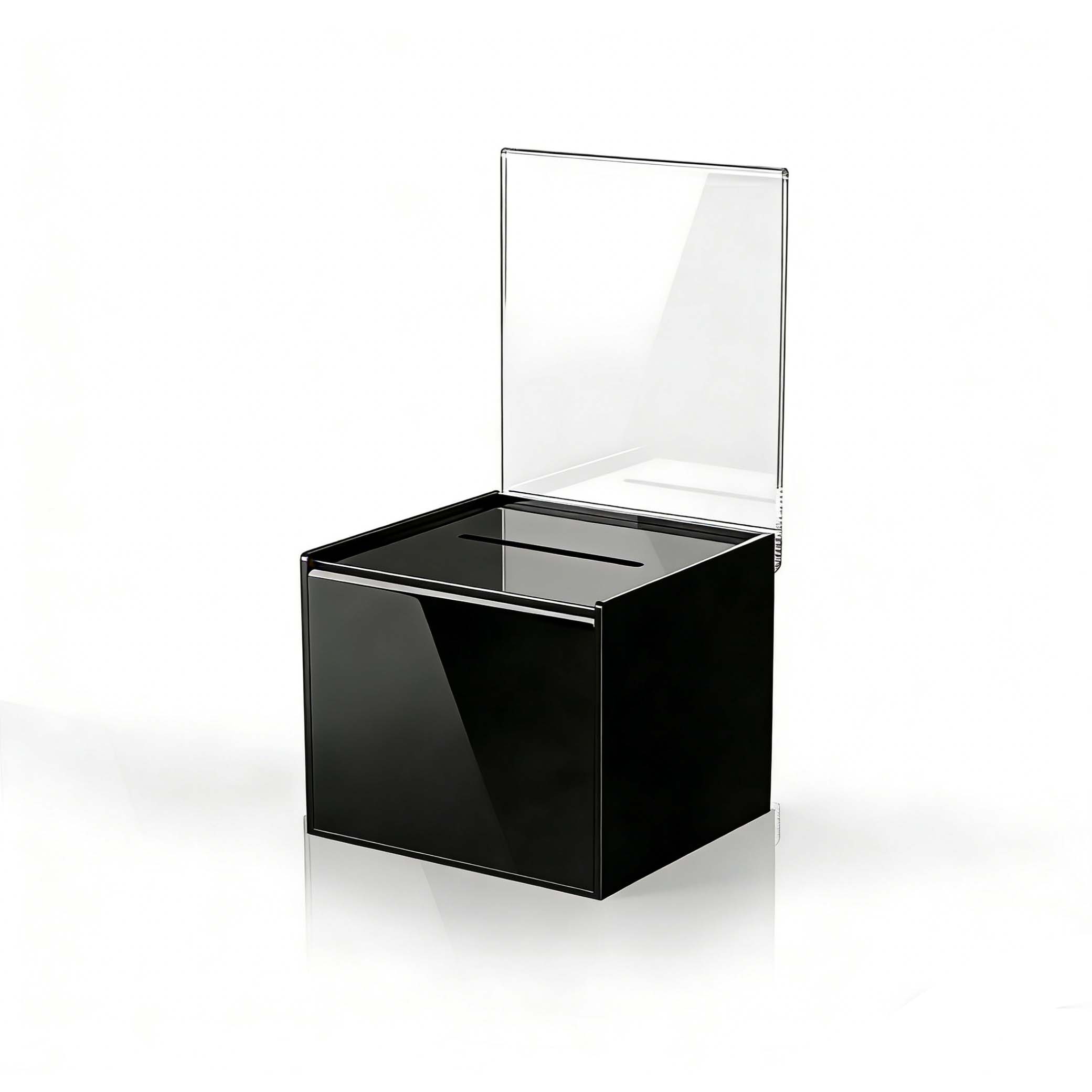 Acrylic Donation Box with Slot and Sign Holder