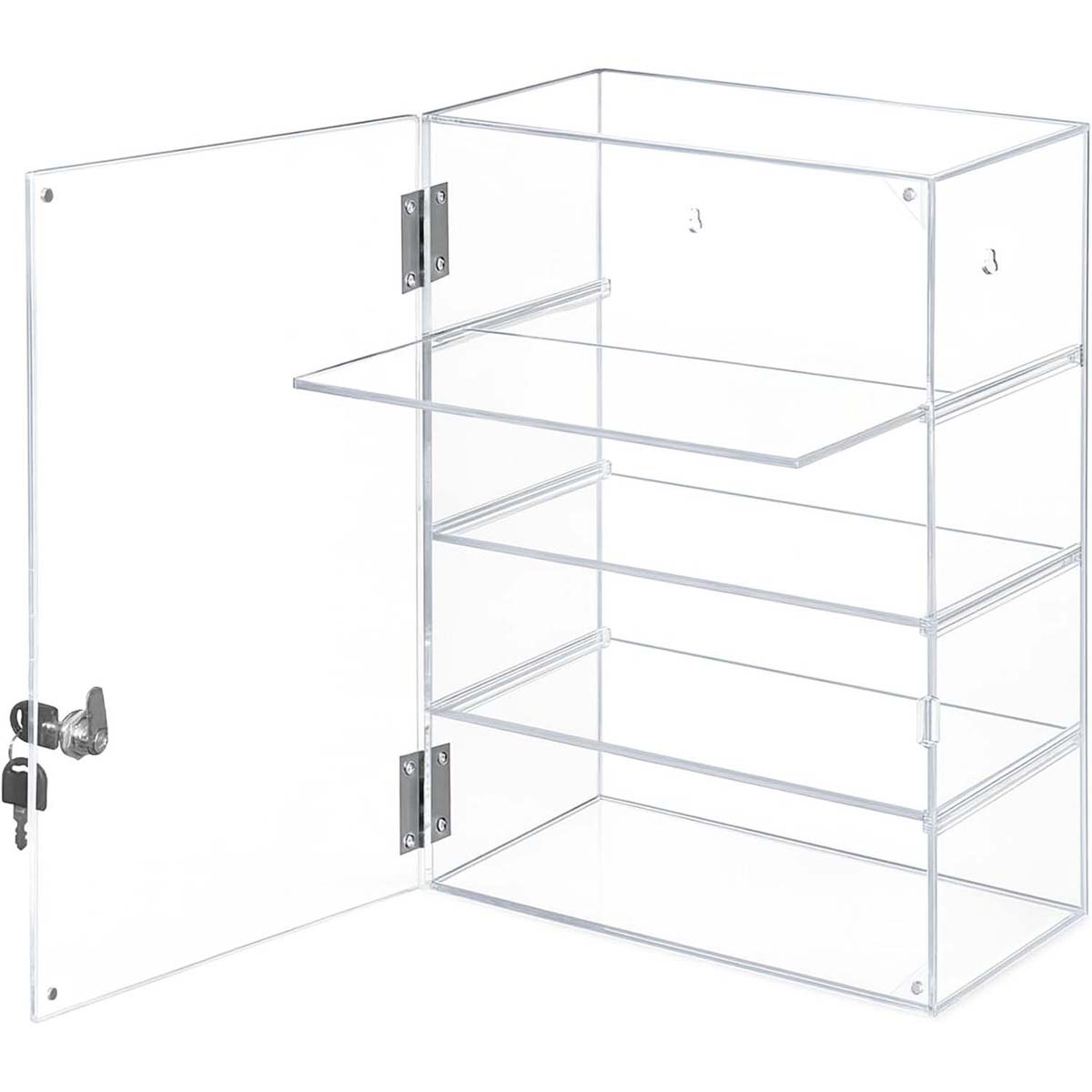 Lockable Acrylic Display Case with Shelves for Valuables