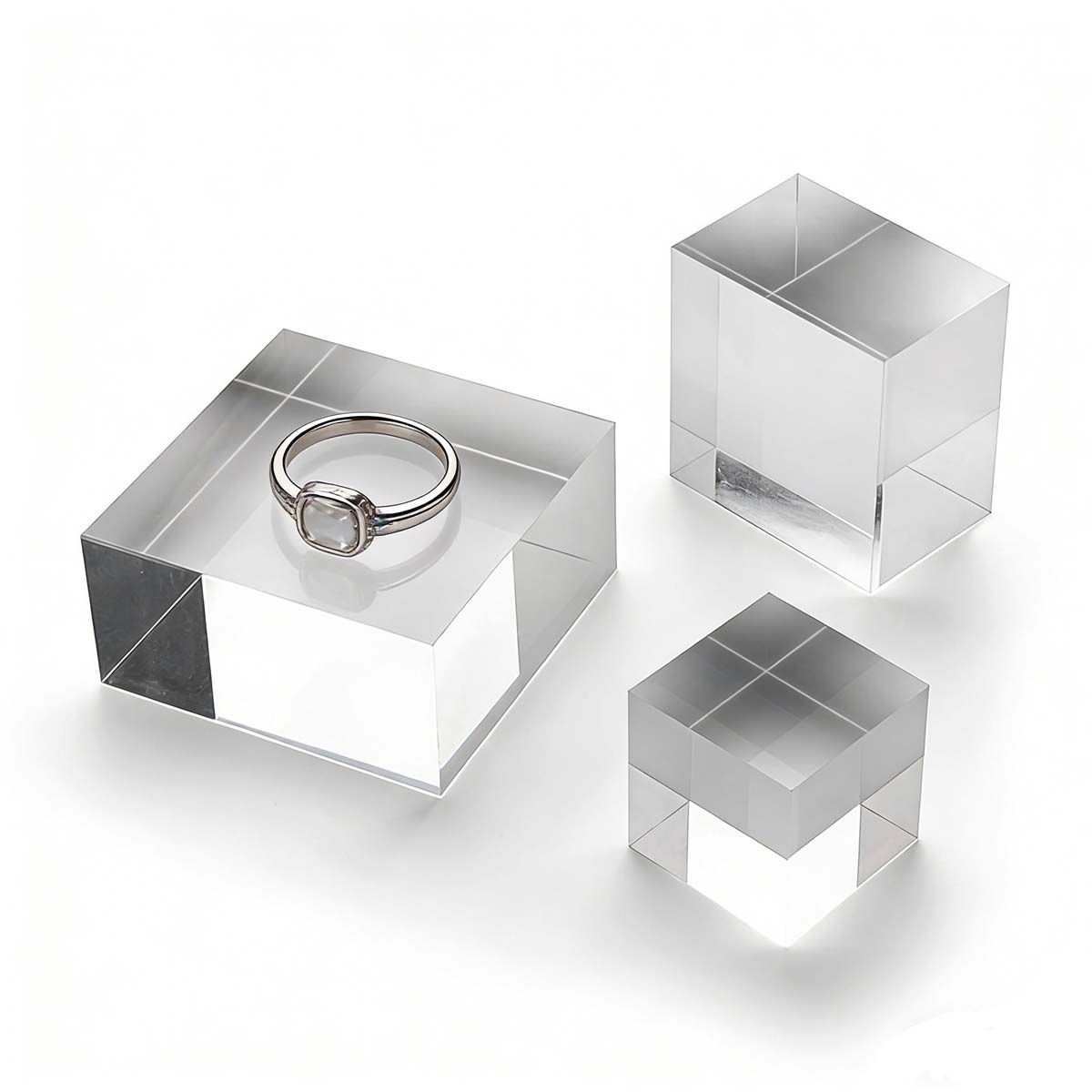 Clear Acrylic Square Display Cube Blocks for Jewellery & Collectibles