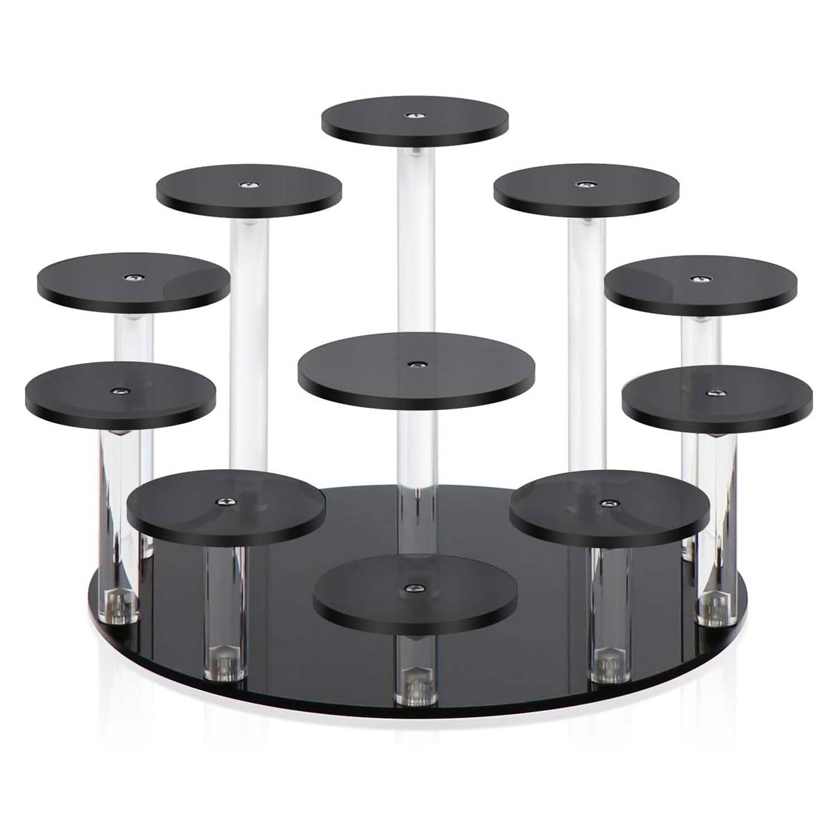 Multi-Tier Round Acrylic Display Riser Tower for Jewelry & Desserts