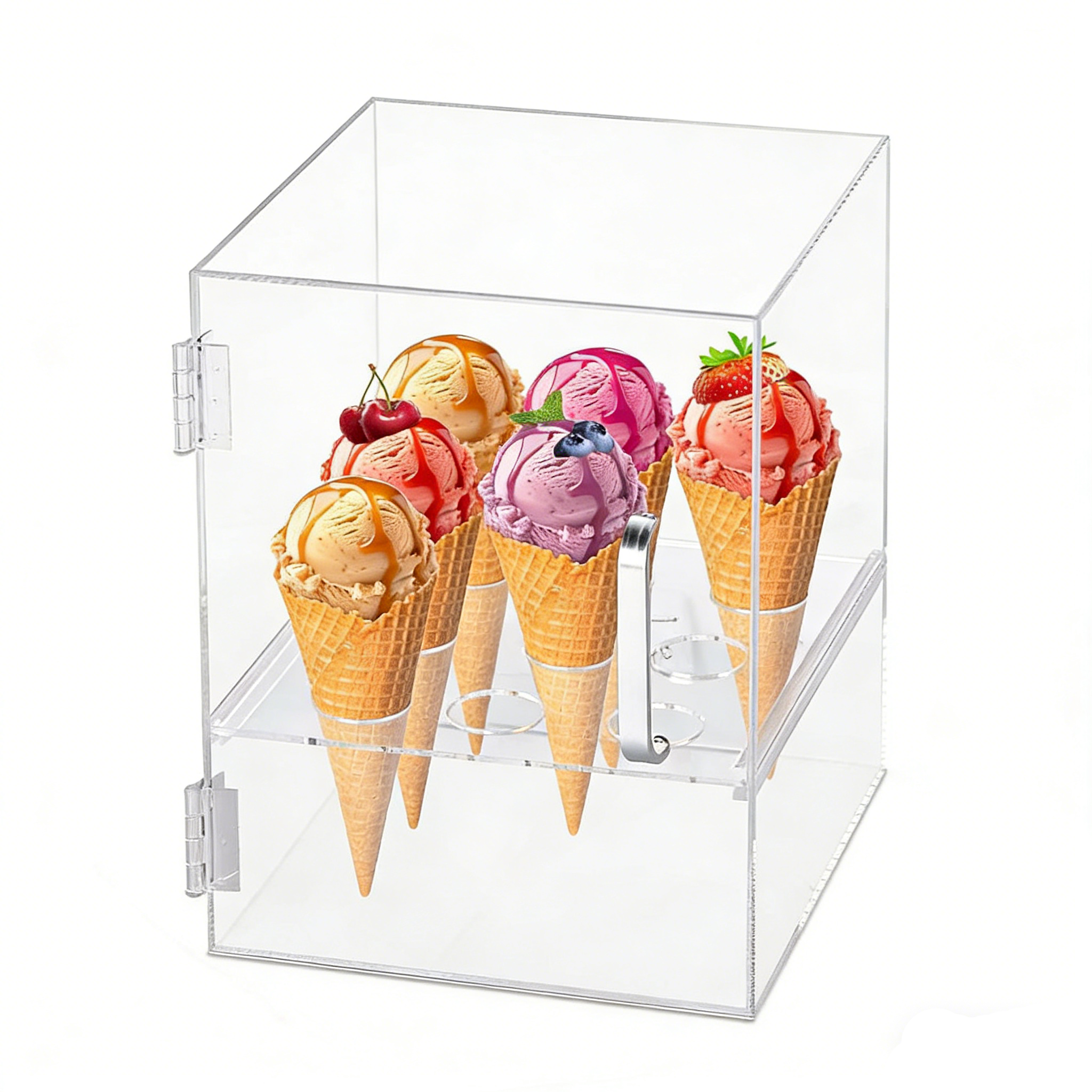 9-Hole Acrylic Ice Cream Cone Display Holder Cabinet