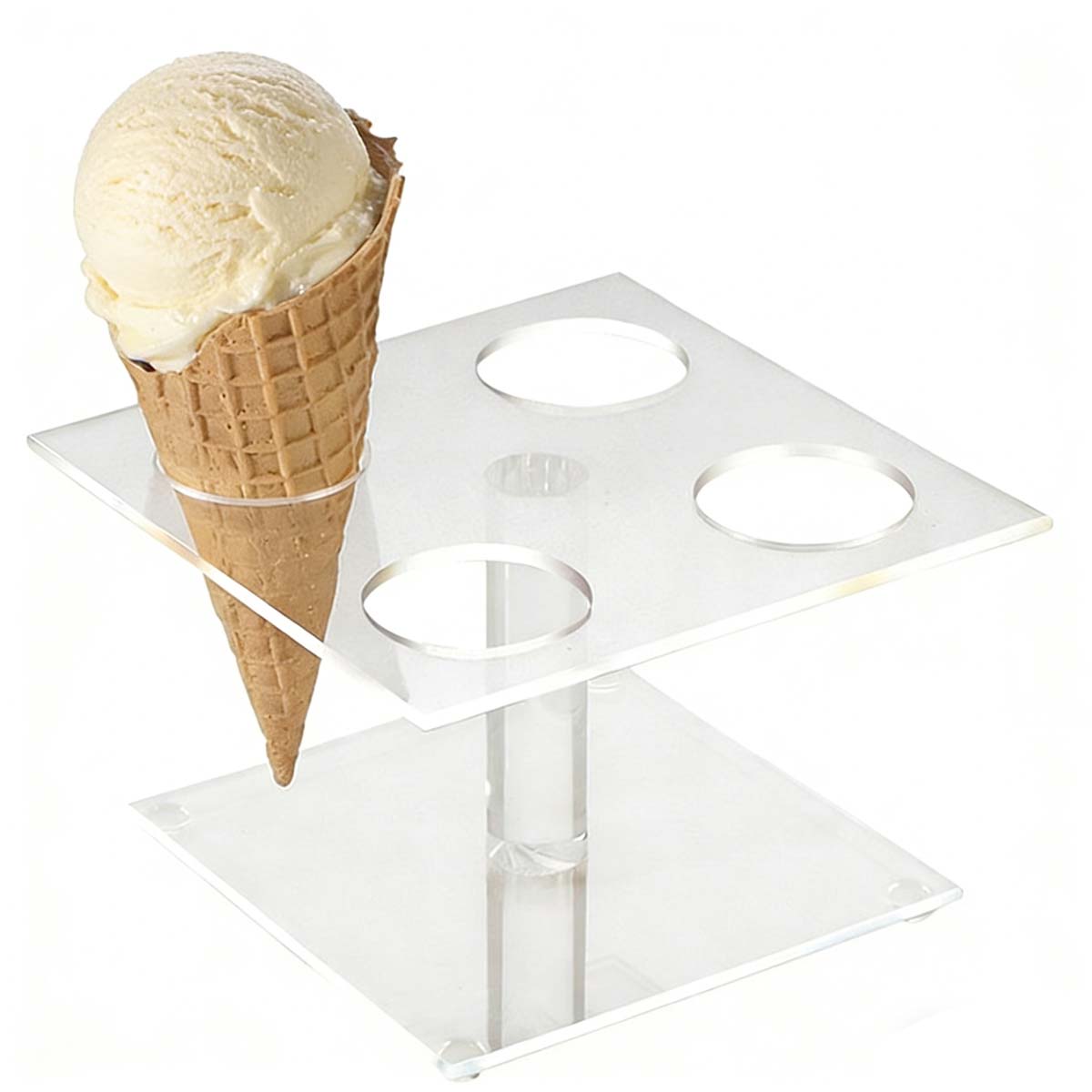 4-Hole Acrylic Ice Cream Cone Holder Stand