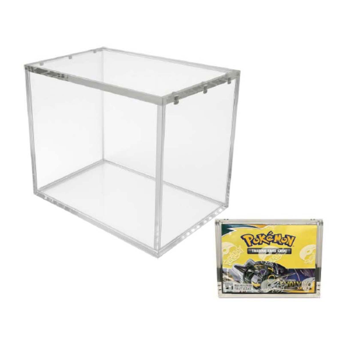  Acrylic Pokémon Booster Box Display Case – 8mm+5mm Thick, UV Protection, Magnetic Lid, Stackable TCG Collectibles Storage Box