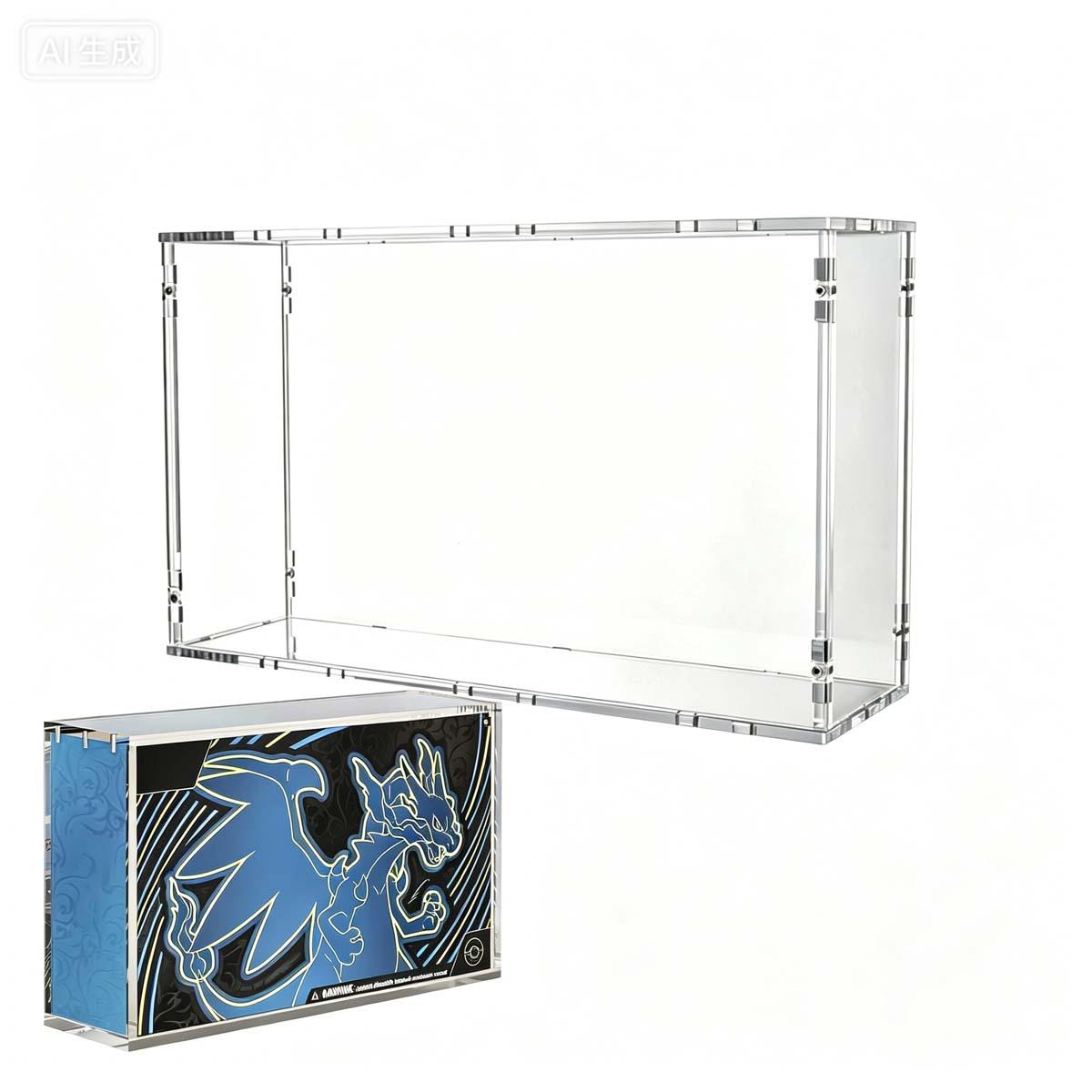 Pokémon 151 UPC & Mega Charizard X ex Acrylic Display Case | Heavy Duty 8mm & 5mm UV-Protective Wholesale Protector Box